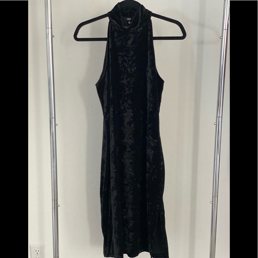 Black Velvet Halter Dress